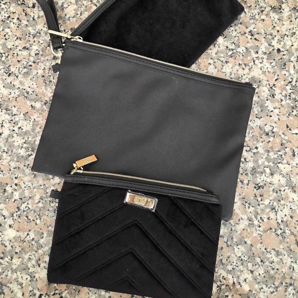 3 Piece Set 2017 Jones New York Signature Black Clutches, Makeup Bags